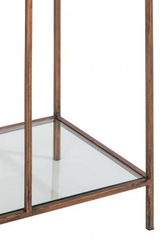 Etagère 2 Parties Cercle Métal Bronze Verre