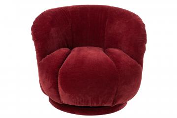 Fauteuil Tournant Velours Bordeaux