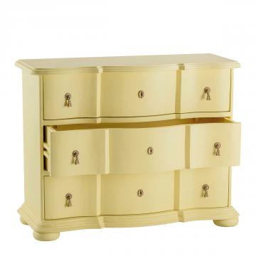Commode 3 Tiroirs Carlotta Jaune Pastel Blanc d'Ivoire