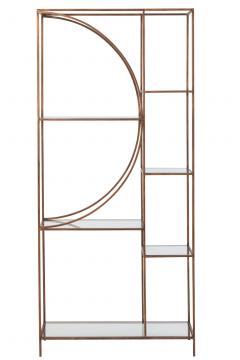 Etagère 2 Parties Cercle Métal Bronze Verre