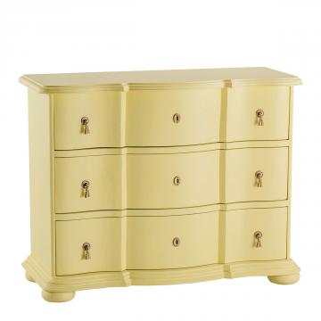Commode 3 Tiroirs Carlotta Jaune Pastel Blanc d'Ivoire