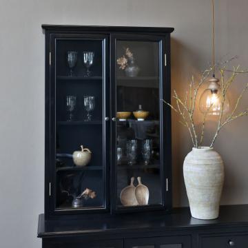 Vitrine Murale Marseille 4 Tablettes Bois Noir