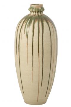 Vase Céramique Vert Olive Beige Clair H95cm