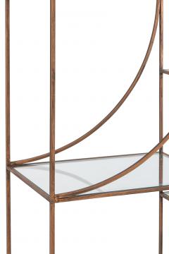 Etagère 2 Parties Cercle Métal Bronze Verre