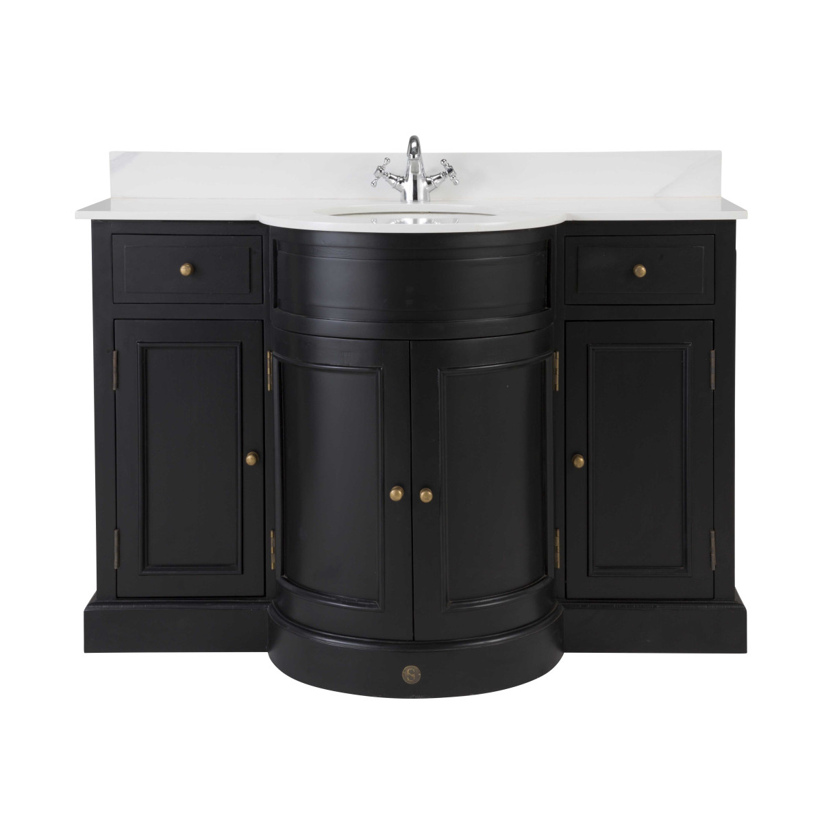 Meuble Sous Vasque Antique Palazzo INT - Noir - 3 Tiroirs - 92cm - Salle De Bain