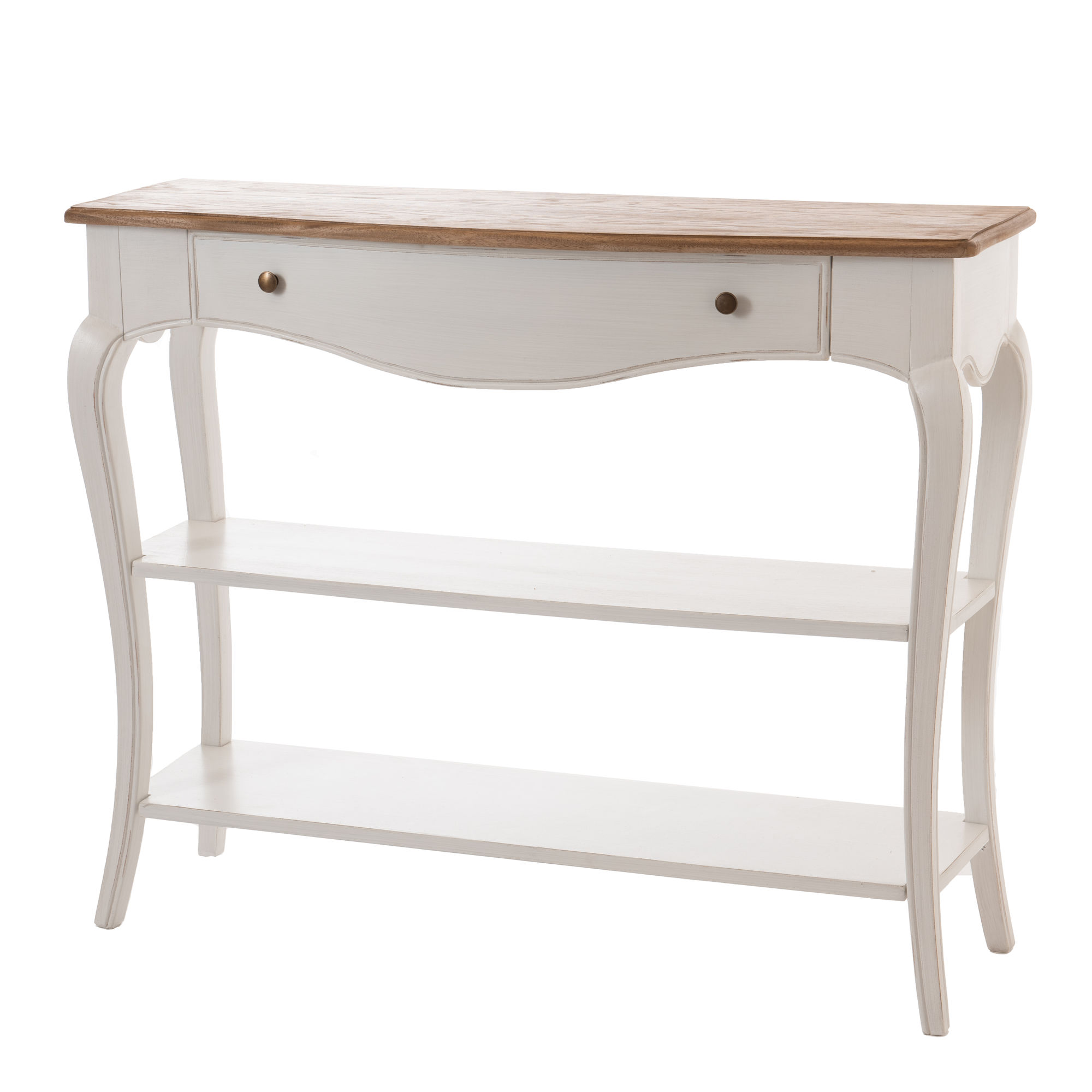 Console 1 Tiroir Blanc Chêne Amadeus Cades Deco Campagne Chic