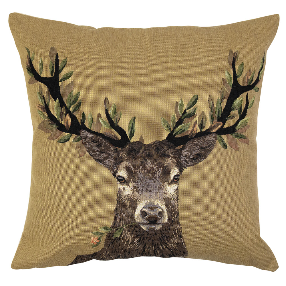 Housse De Coussin Carrée Rose Avec Cerf Et Pompons – Fait Main, Cadeau Fête Des Mères