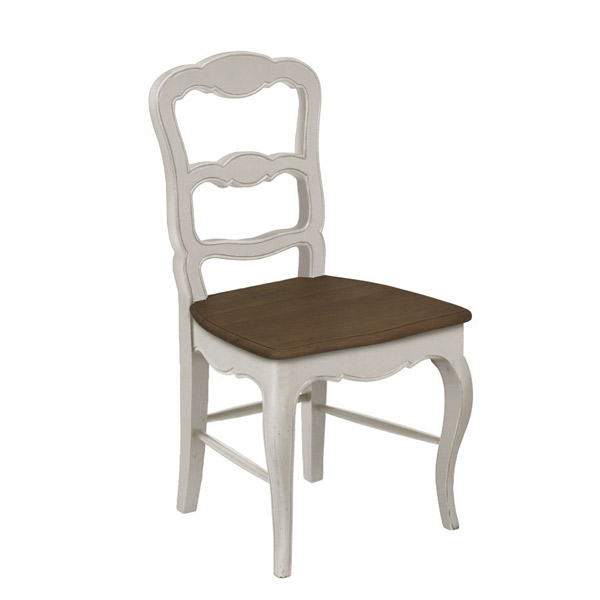 Chaise Manoir Blanc Vieilli Assise Bois - Tables et ...