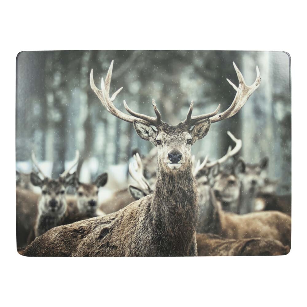 Chemn De Table - Cerf - Bege Et Blanc Rouge Brodé - Très Belle